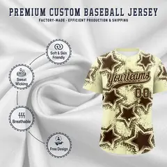 Cream Light Star Graffiti Baseball Jersey 3