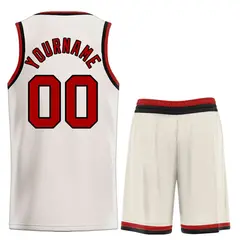Cream Maroon-Black Bull Classic Sets Basketball Jersey 2