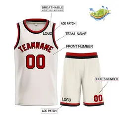 Cream Maroon-Black Bull Classic Sets Basketball Jersey 3