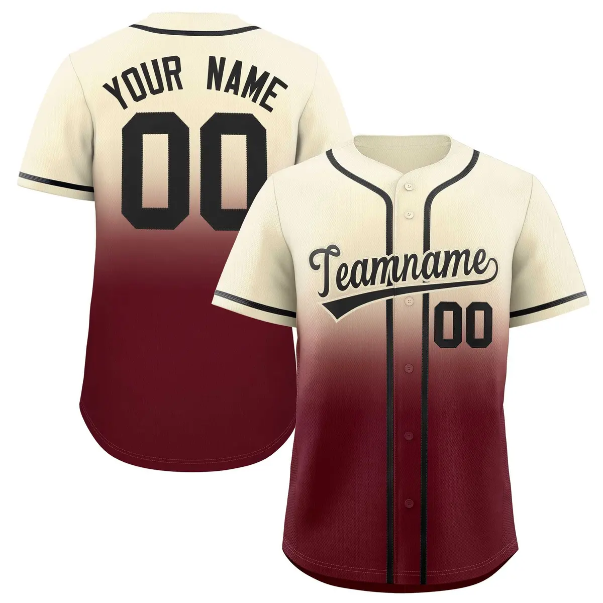 Cream Maroon Gradient Fashion Baseball Jersey