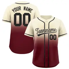 Cream Maroon Gradient Fashion Baseball Jersey