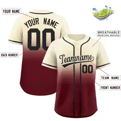 Cream Maroon Gradient Fashion Baseball Jersey 2