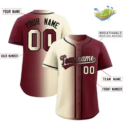 Cream Maroon Two Tone Gradient Fashion Baseball Jersey 2