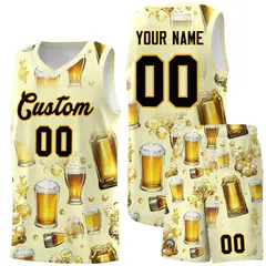 Cream National Beer Day Beer Bubble Basketball Jersey