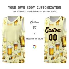 Cream National Beer Day Beer Bubble Basketball Jersey 2