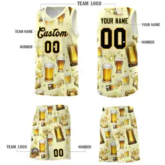 Cream National Beer Day Beer Bubble Basketball Jersey 3