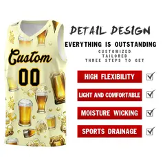 Cream National Beer Day Beer Bubble Basketball Jersey 5