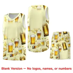 Cream National Beer Day Beer Bubble Basketball Jersey 7