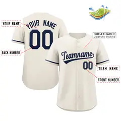 Cream Navy Authentic Classic Baseball Jersey 2