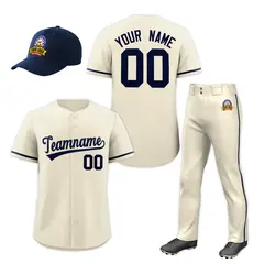 Cream Navy Baseball Jersey Pants Hat League Combo