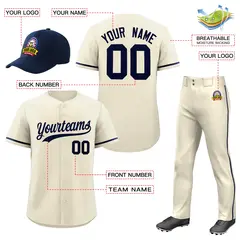 Cream Navy Baseball Jersey Pants Hat League Combo 2