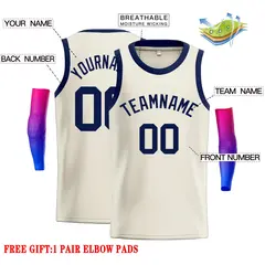 Cream Navy Classic Casual Basketball Jersey 2