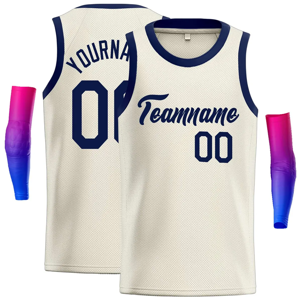 Cream Navy Classic Casual Basketball Jersey