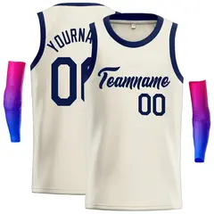 Cream Navy Classic Casual Basketball Jersey