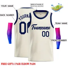 Cream Navy Classic Casual Basketball Jersey 2
