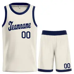 Cream Navy Classic Sets Sports Basketball Uniform Jersey