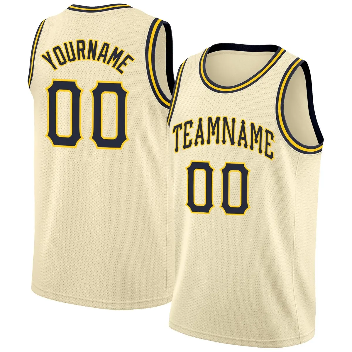Cream Navy-Gold Classic Athletic Basketball Jersey