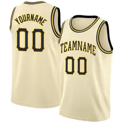Cream Navy-Gold Classic Athletic Basketball Jersey