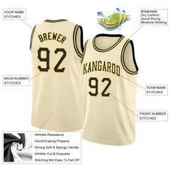 Cream Navy-Gold Classic Athletic Basketball Jersey 2