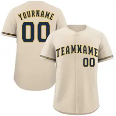Cream Navy-Gold Classic Authentic Baseball Jersey 1
