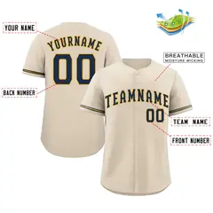 Cream Navy-Gold Classic Authentic Baseball Jersey 2