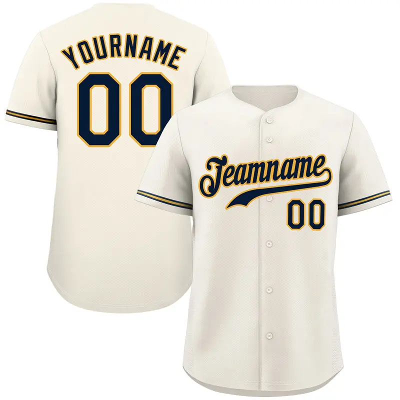 Cream Navy-Gold Classic Authentic Baseball Jersey