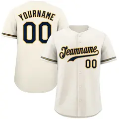 Cream Navy-Gold Classic Authentic Baseball Jersey 1