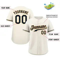 Cream Navy-Gold Classic Authentic Baseball Jersey 2
