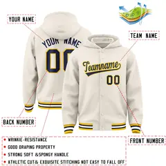 Cream Navy-Gold Varsity Full-Snap Letterman Jacket Hoodie 4