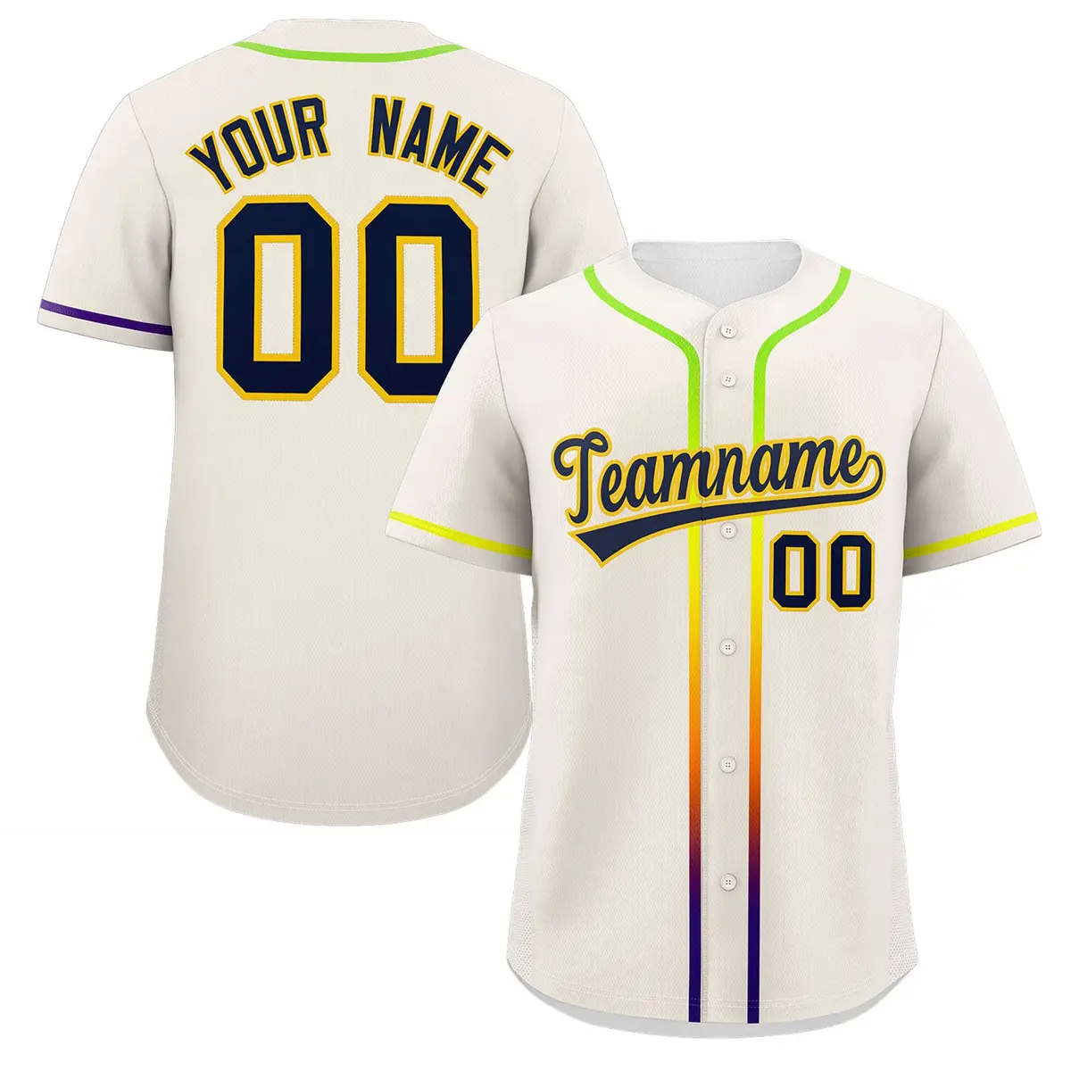 Cream Navy Gradient Ribbed Authentic Baseball Jersey