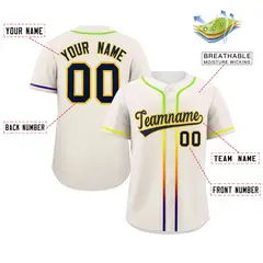 Cream Navy Gradient Ribbed Authentic Baseball Jersey 2