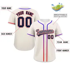 Cream Navy Gradient Ribbed Authentic Baseball Jersey 2