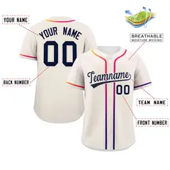 Cream Navy Gradient Ribbed Authentic Baseball Jersey 2