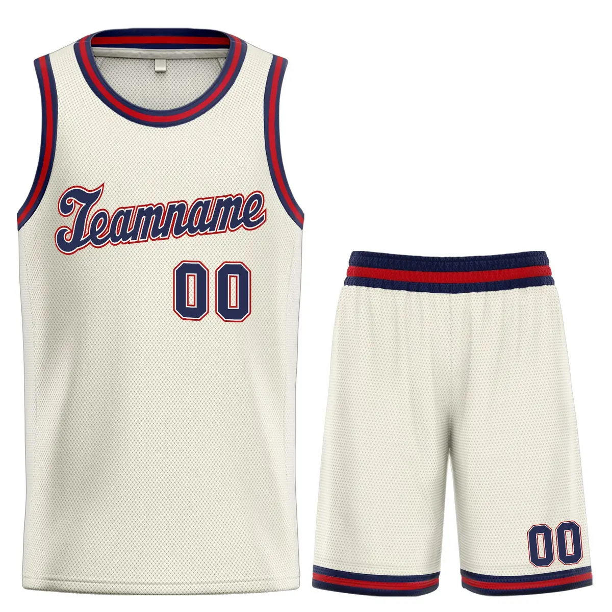 Cream Navy-Maroon Classic Sets Basketball Uniform Jersey