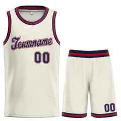 Cream Navy-Maroon Classic Sets Basketball Uniform Jersey 1