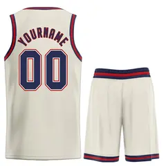 Cream Navy-Maroon Classic Sets Basketball Uniform Jersey 2