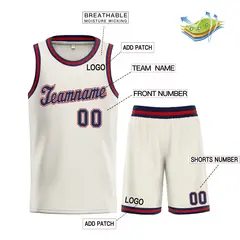 Cream Navy-Maroon Classic Sets Basketball Uniform Jersey 3