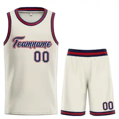 Cream Navy-Maroon Heal Classic Sets Basketball Jersey 1