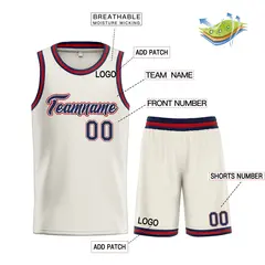 Cream Navy-Maroon Heal Classic Sets Basketball Jersey 3