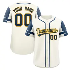 Cream Navy Raglan Sleeves Authentic Baseball Jersey 1