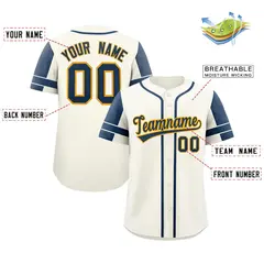 Cream Navy Raglan Sleeves Authentic Baseball Jersey 2