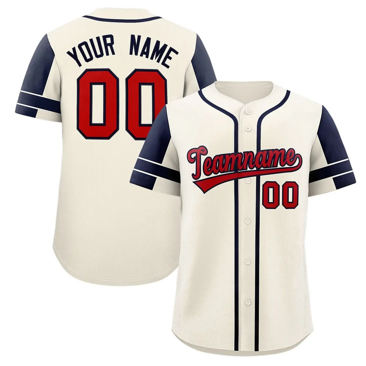 Cream Navy Raglan Sleeves Authentic Baseball Jersey