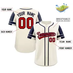 Cream Navy Raglan Sleeves Authentic Baseball Jersey 2
