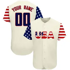 Cream Navy-Red American Flag Baseball Jersey
