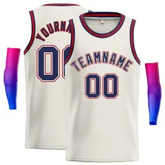 Cream Navy-Red Classic Casual Basketball Jersey 1