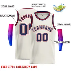 Cream Navy-Red Classic Casual Basketball Jersey 2