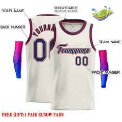Cream Navy-Red Classic Casual Basketball Jersey 2