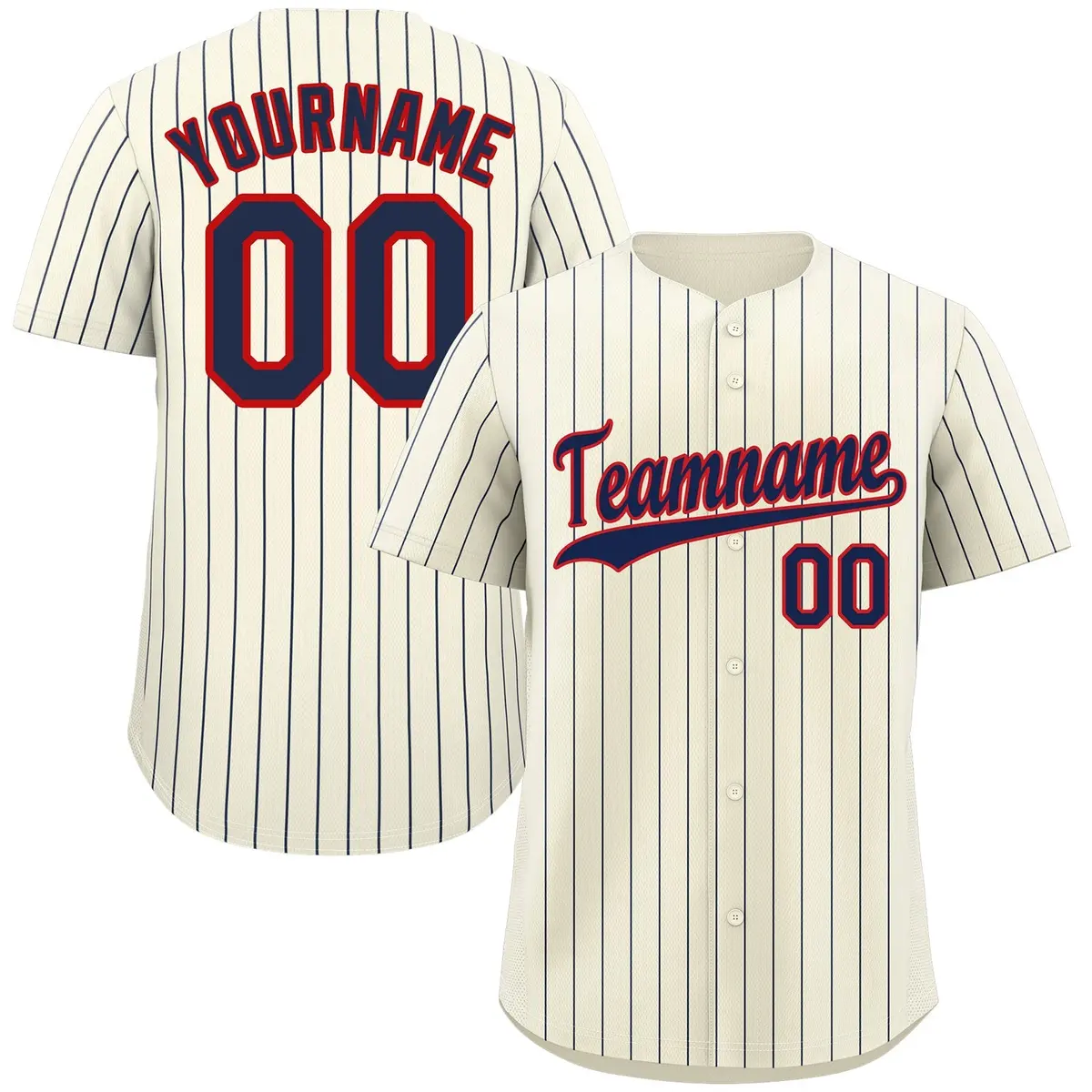 Cream Navy-Red Stripe Fashion Authentic Baseball Jersey