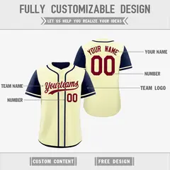 Cream Navy Reversible Raglan Sleeves Baseball Jersey 3