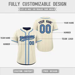 Cream Navy Striped Reversible Baseball Jersey 3